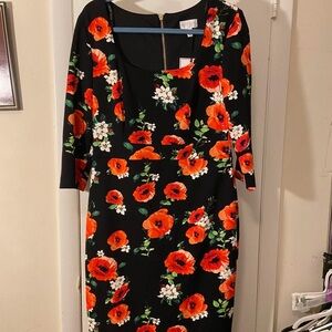 Floral Black and Orange Dress